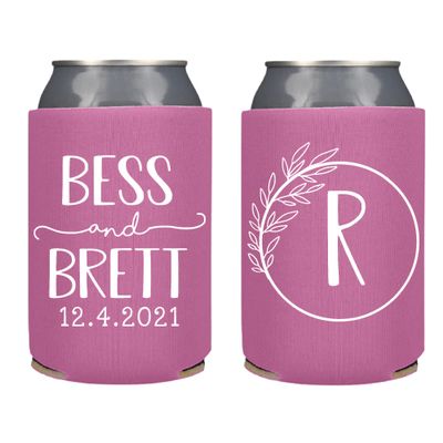 Large Letter Wedding Party Favor Screen Printed Can Coolers