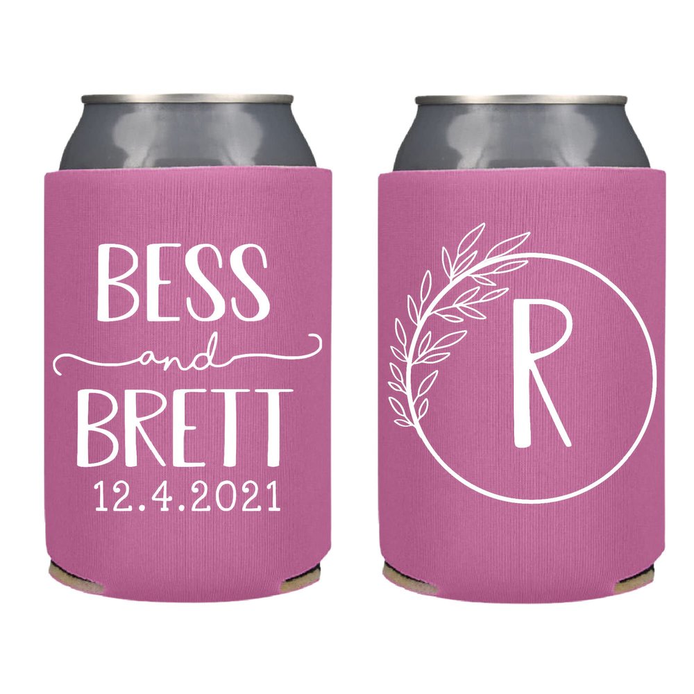 Large Letter Wedding Party Favor Screen Printed Can Coolers