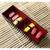 1 Pcs Of Red Black Japanese Long Bento Box With Dividers 3 Compartments Platter Plate view 3