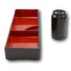 1 Pcs Of Red Black Japanese Long Bento Box With Dividers 3 Compartments Platter Plate view 4