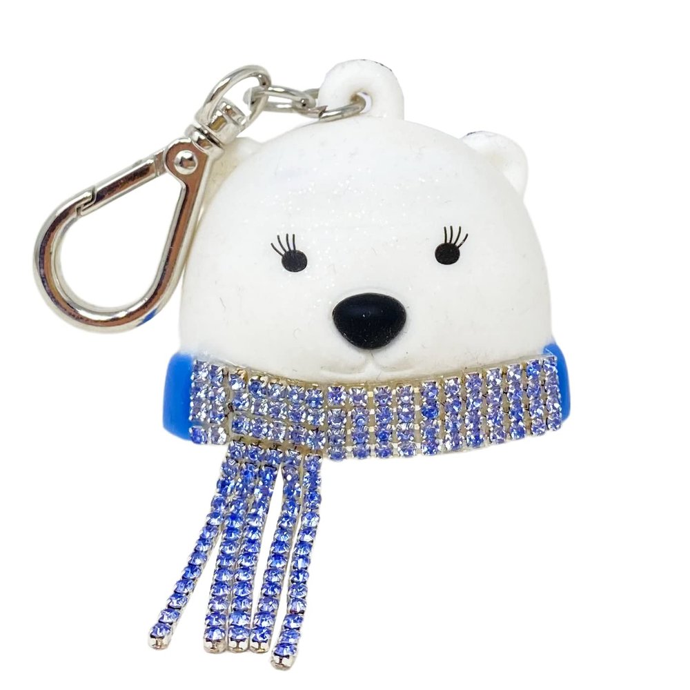 Bath & Body Works Blue Bling Scarf Polar Bear Hand Gel Holder