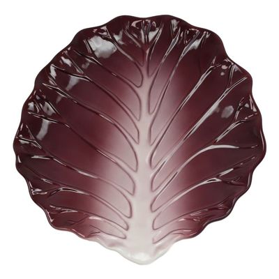 1 Pcs Of 12"L Gourmet Kitchen Ceramic Fresh Red Cabbage Shaped Dinner Serving Plate