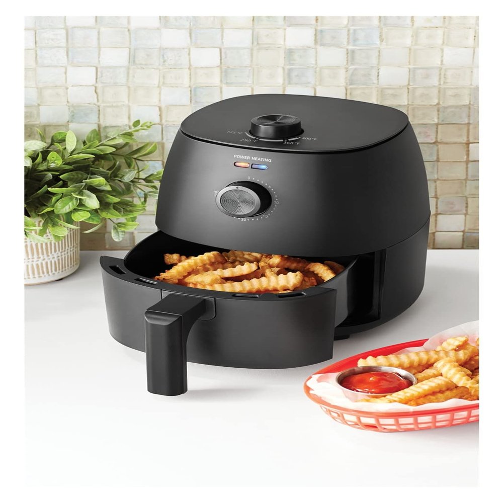 2.2 Quart Capacity Air Fryer,Non-Stick, Dishwasher Safe Basket,1150W,Black