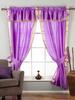 Indian Selections 2 Panels 2 Tiebacks-Gypsy Rod Pocket Hand Dyed Sari Curtain Window Treatment with Attached Beaded Valance for Bedroom, Hallway, Living Room, Door,Bed Canopy Lavender 43W 63L view 1