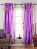 Indian Selections 2 Panels 2 Tiebacks-Gypsy Rod Pocket Hand Dyed Sari Curtain Window Treatment with Attached Beaded Valance for Bedroom, Hallway, Living Room, Door,Bed Canopy Lavender 43W 63L view 2