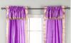 Indian Selections 2 Panels 2 Tiebacks-Gypsy Rod Pocket Hand Dyed Sari Curtain Window Treatment with Attached Beaded Valance for Bedroom, Hallway, Living Room, Door,Bed Canopy Lavender 43W 63L view 3