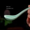 Cooking Spoons Soup Spoon Celadon Cutlery Green Lotus Pattern Spoon, Suitable for Soup, Gravy, Cake, Oatmeal, Dumplings Table Spoons view 4