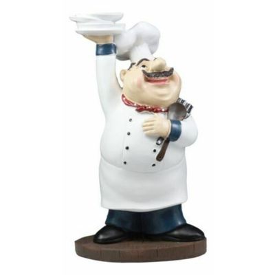 1 Pcs Be Our Guest French Bistro Chef Holding Plates and Utensils Figurine 10.5"