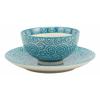 1 Set Of Aqua Blue Swirls Contemporary Designer Ceramic Dinnerware Bowl Mug Plate view 3