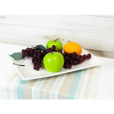 1 Pcs Of 15"L Large White Double Wall Ceramic Rectangular Serving Plate Dish Platter