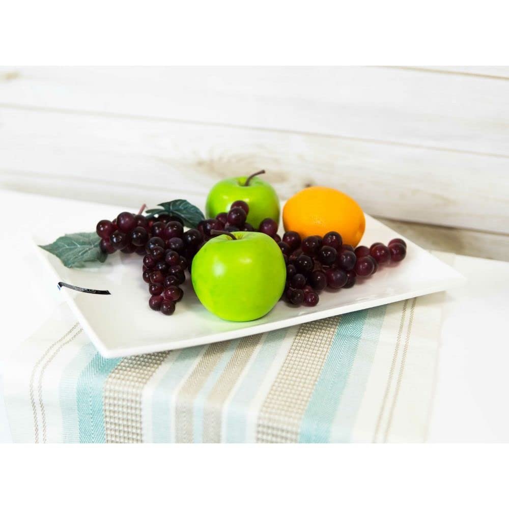1 Pcs Of 15"L Large White Double Wall Ceramic Rectangular Serving Plate Dish Platter