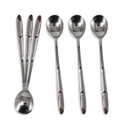 Balwoo Korean Style Soup Spoon - 8.5 inch Premium Stainless Steel Dessert & Dinner Spoons (6 Pcs, Made in Korea)