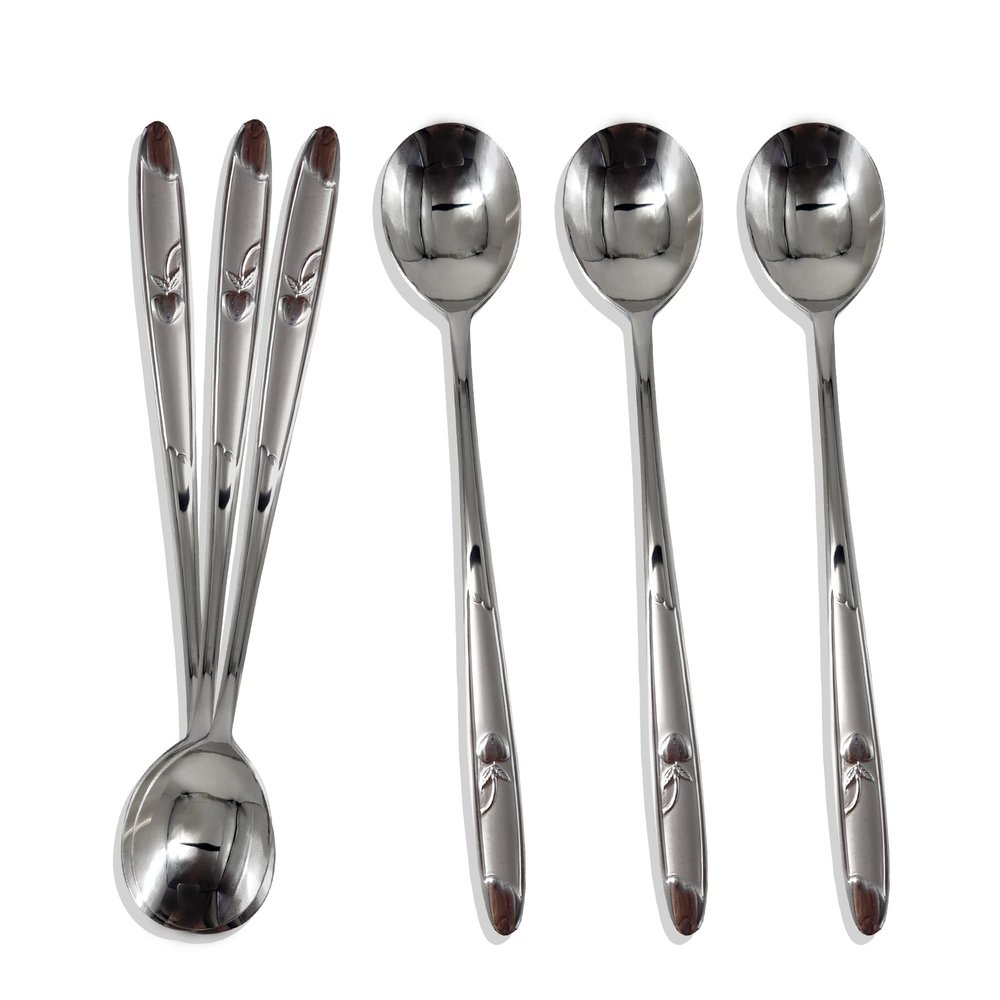 Balwoo Korean Style Soup Spoon - 8.5 inch Premium Stainless Steel Dessert & Dinner Spoons (6 Pcs, Made in Korea)