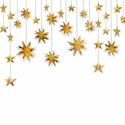 2017 Party decoration Kit star Garland,3D Paper Star Banner,Party Supplies,Christmas Birthday Wedding Adds - (Color: Silver)