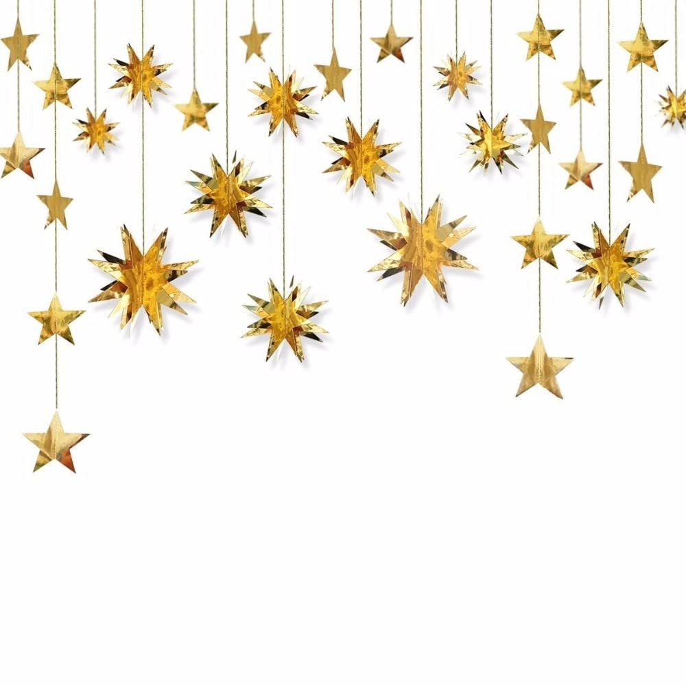 2017 Party decoration Kit star Garland,3D Paper Star Banner,Party Supplies,Christmas Birthday Wedding Adds - (Color: Silver)