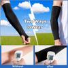 JUSDIQIR Sun Protection Arm Sleeves With Thumb Holes for Men Women, Cooling Compression UV Arm Cover, Outdoor Sports Sleeve (Black 1 pair) view 3