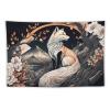 YNEE Japanese Style Mountain White Flowers Fox Tapestry Aesthetic Wall Tapestry for Living Room & Bedroom - 40"x60" view 1