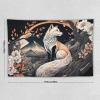 YNEE Japanese Style Mountain White Flowers Fox Tapestry Aesthetic Wall Tapestry for Living Room & Bedroom - 40"x60" view 2