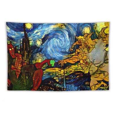 YNEE Tapestry Baroque Shards of Stained Glass Angel Devil Genesis Van Gogh Stars Tapestry Aesthetic Tapestry Wall Tapestry Home Decor for Living Room Bedroom 40"x60"