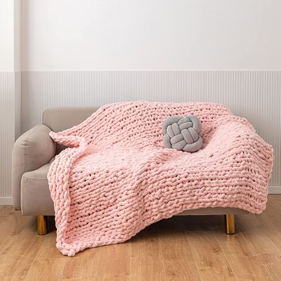 YWBXSHKD Chunky Knit Throw Blanket 47x70in, Super Warm Soft Chenille Yarn Cable Knitted Blankets and Throws Cozy Thick Crochet Blanket, Chunky Knit Blankets for Bed