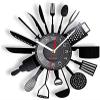 12In Wall Clock Silent Non-Ticking Cooking Set Wall Clock Knife Fork Spoon Vinyl Record Kitchen Home Decor Quartz Watch view 1