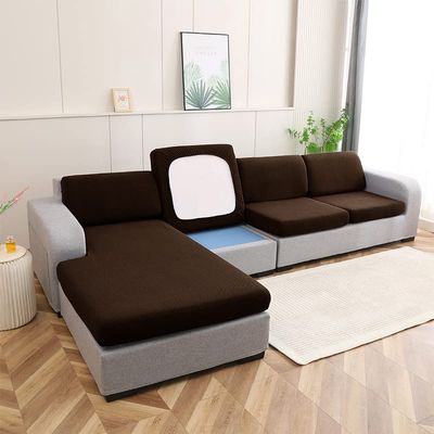 Stretch Sectional Couch Seat Cushion Covers for L Shape Sofa Chaise Lounge, Jacquard Sofa Slipcover 1/2/3 Seat Sofa Cover Settee T-Cushion Furniture Protector