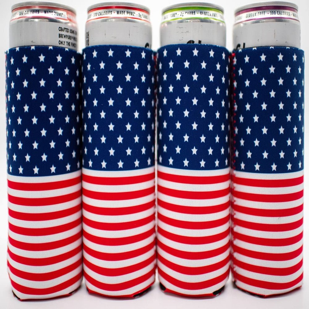Aztec Sky | Slim Can Cooler Sleeves | Insulated Neoprene Slim Can Sleeves | Skinny Can Cooler for Hard Seltzer | Skinny Can Coolers for Slim Beer | Tall Can Koolie for Slim Cans (AMERICAN FLAG)