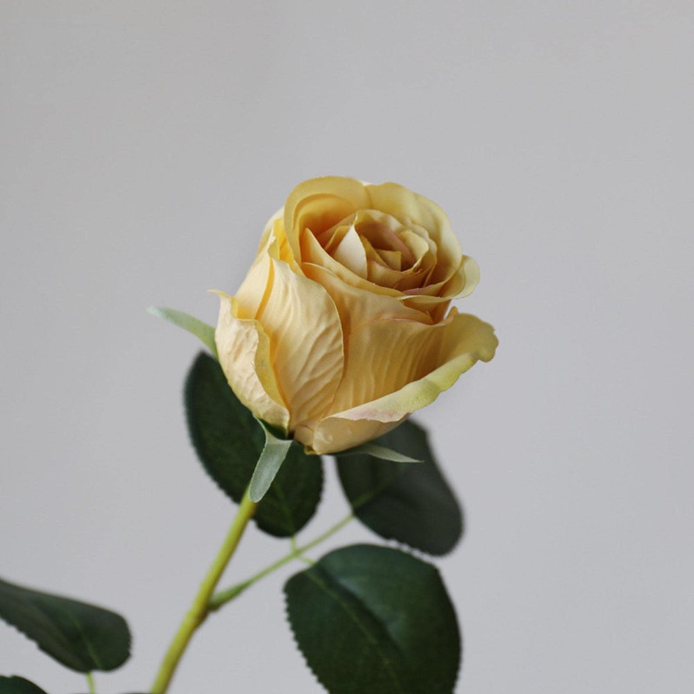 WIEBED Fake Flower Ornaments Decorated with Silk Flowers Single Rose Artificial Flowers Autumnyellow