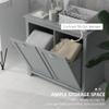HOMCOM Dual Tilt Out Laundry Hamper Cabinet, Bathroom Storage Cabinet with 2-Compartment Hamper, Modern Bathroom Floor Cabinet for Washroom, Gray view 4