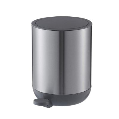DYPASA Wastepaper Basket Round Barrel Stainless Steel Trash Can Pedal Type Household Garbage Can with Cover Simplicity Creative Covered Closable Trash Bin, 5L/1.3 Gallon Garbage Can (Color : Black)