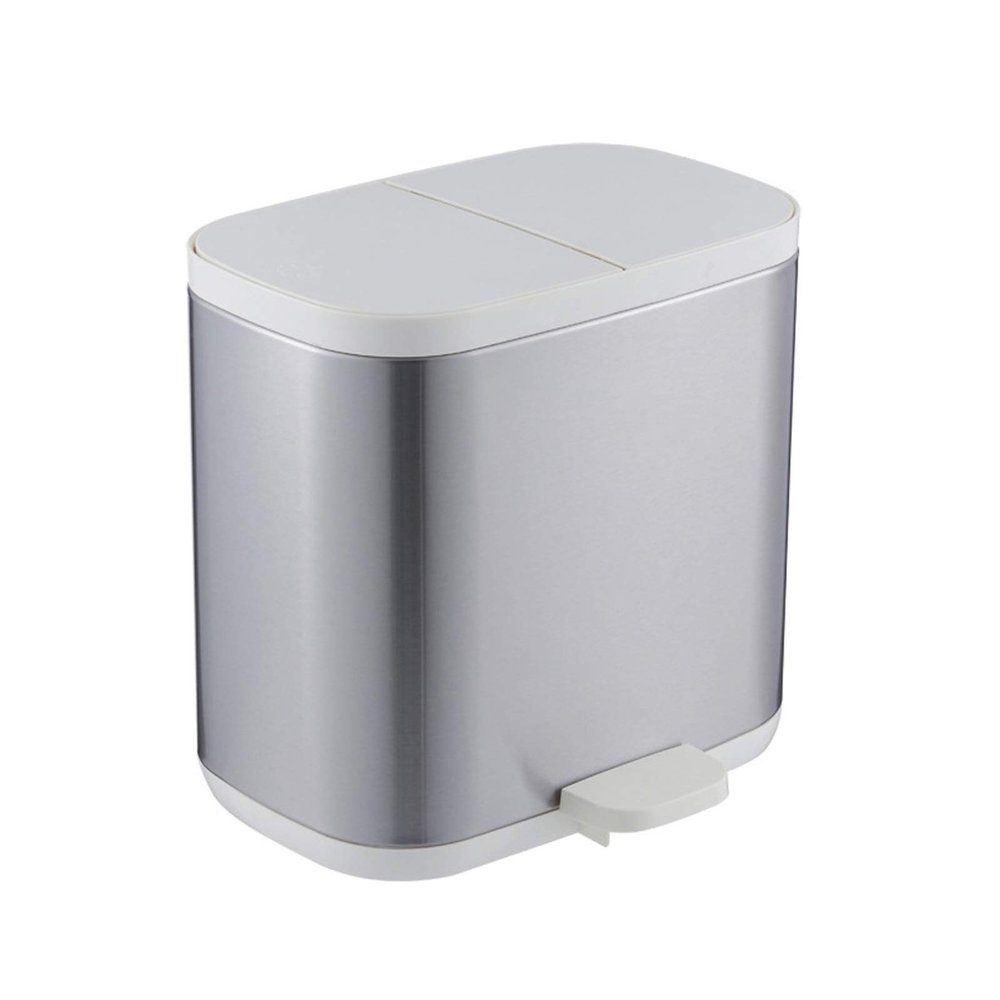 DYPASA Wastepaper Basket Stainless Steel Sorting Trash Can Square Household Foot Pedal Garbage Can with Cover Kitchen Living Room Creative Wet and Dry Waste Paper Basket Garbage Can (Color : Gold)