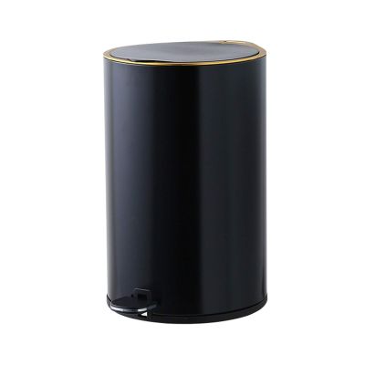 DYPASA Wastepaper Basket Creative Foot-Operated Trash Can with Lid Barrel-Shaped Stainless Steel Household Garbage Can Light Luxury Pedal Trash Bin Garbage Can (Color : Black, Size : 12L)