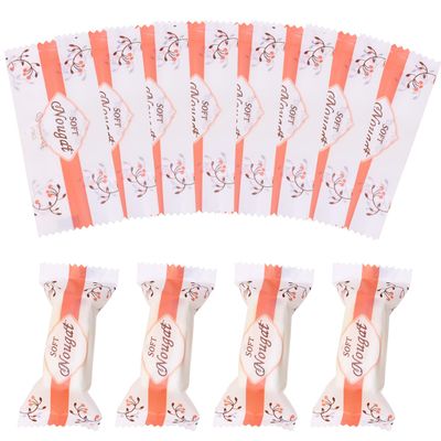 PENTA ANGEL Nougats Candy Bags 400Pcs Clear Plastic Caramels Gift Candy Wrappers Packing Bags Pouch for Christmas Theme Party Candies Making (Strip Pink)