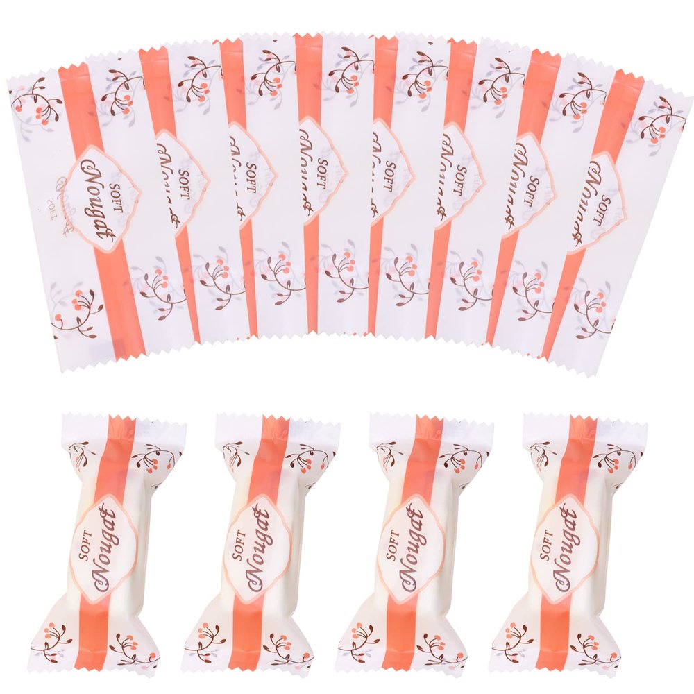 PENTA ANGEL Nougats Candy Bags 400Pcs Clear Plastic Caramels Gift Candy Wrappers Packing Bags Pouch for Christmas Theme Party Candies Making (Strip Pink)