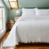 Brandream White Quilt Set Cotton Queen Size Shabby Chic Cottagecore Bedding Matelasse Coverlet Set Ruffle Bedspreads 3-Piece view 1