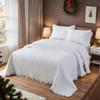 Brandream White Quilt Set Cotton Queen Size Shabby Chic Cottagecore Bedding Matelasse Coverlet Set Ruffle Bedspreads 3-Piece view 2