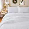 Brandream White Quilt Set Cotton Queen Size Shabby Chic Cottagecore Bedding Matelasse Coverlet Set Ruffle Bedspreads 3-Piece view 3