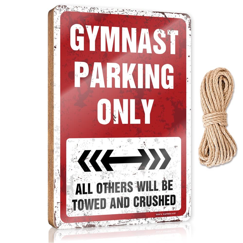 CakJuice Decorative Hanging Sign Gymnast Parking Only Wooden Sign Funny Bathroom Accessories Indie Room Decor (Size : 20X30CM)