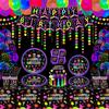 228 Pack Glow Neon Party Supplies Glow in The Dark Party Decorations BlackLight Party Tableware Set - Plates, Black Light Banners, Fluorescent Balloons, Graffiti Tablecloth, Garland, Napkins Serves 20 view 1