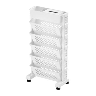 AMONIDA Storage Trolley,Storage Organizer Rack,Movable Bookshelf Large Capacity Rotatable Removable Plastic Practical Rolling Organization Shelf