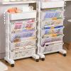 AMONIDA Storage Trolley,Storage Organizer Rack,Movable Bookshelf Large Capacity Rotatable Removable Plastic Practical Rolling Organization Shelf view 2