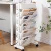 AMONIDA Storage Trolley,Storage Organizer Rack,Movable Bookshelf Large Capacity Rotatable Removable Plastic Practical Rolling Organization Shelf view 4