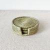 African Coasters Set & Holder- Sweetgrass/Woven in Rwanda/Sweetgrass Barware view 4