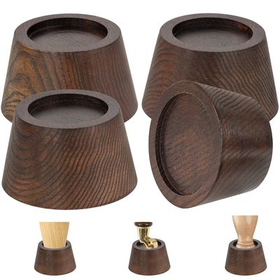 Bed Risers (Set of 4) Furniture Risers Lifts Height 2", Oak Solid Wooden Risers for Bed, Furniture Risers with Non-Slip Recessed Hole (Monolithic Wood, 4pcs-2" Hight-Walnut Color)