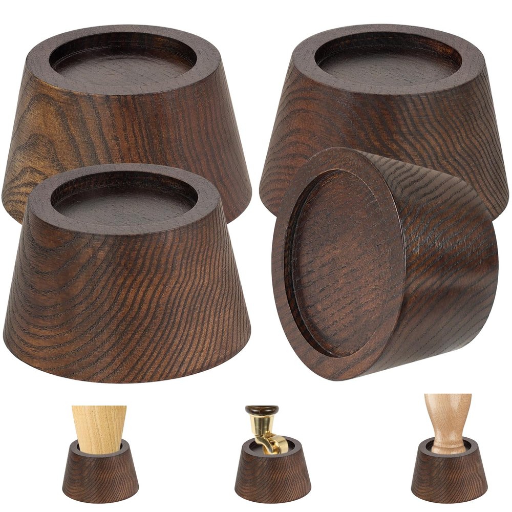 Bed Risers (Set of 4) Furniture Risers Lifts Height 2", Oak Solid Wooden Risers for Bed, Furniture Risers with Non-Slip Recessed Hole (Monolithic Wood, 4pcs-2" Hight-Walnut Color)
