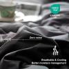MEELUS Lightweight Comforter Cooling Black, All Season Duvet Insert Breathable Full Size Summer Bedding, Soft Microfiber Cool Down Alternative Quilt with Corner Tabs, 82x86 inch view 3