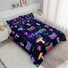 Datura home Mushroom Cat Kids Comforter Bedding Set for Boys Girls, Cartoon Mixed Color Mushroom and Cute Cat Fishbone Pattern Comforter with 2 Pillowcases(Mushroom Cat Twin) view 2