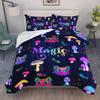 Datura home Mushroom Cat Kids Comforter Bedding Set for Boys Girls, Cartoon Mixed Color Mushroom and Cute Cat Fishbone Pattern Comforter with 2 Pillowcases(Mushroom Cat Twin) view 3