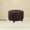 ZIKY Ottoman Slipcovers Round, Footrest Footstool Covers Stretch Fabric Storage Ottoman Covers, Textured Checked Jacquard Fabric Machine Removable Washable,Dark Brown,XL view 2