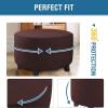 ZIKY Ottoman Slipcovers Round, Footrest Footstool Covers Stretch Fabric Storage Ottoman Covers, Textured Checked Jacquard Fabric Machine Removable Washable,Dark Brown,XL view 4